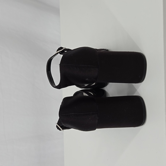 Mudd Vintage 90s Strappy Satin High Heels Black Ankle Strap Shoe Size 7 - Picture 7 of 11